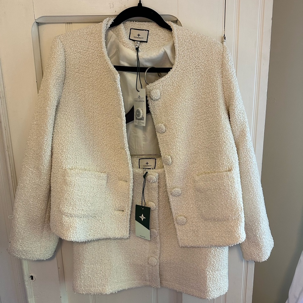 NWT Tuckernuck Marilyn Women's Cream Tweed Suit (jacket and skirt) - Picture 7 of 7